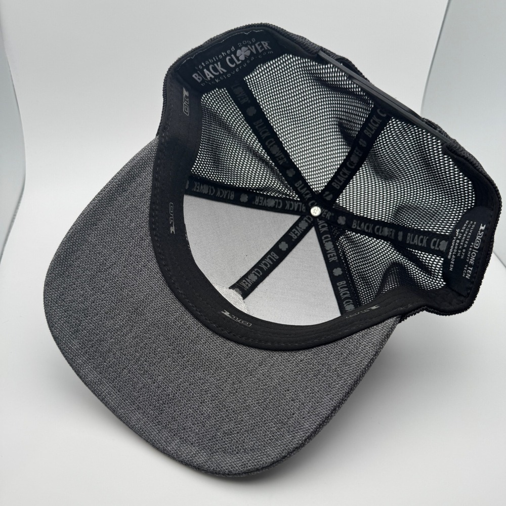 Black Clover Hat Live Lucky Charcoal Black Band of Brothers ADJ Mesh Trucker Cap - Picture 11 of 13